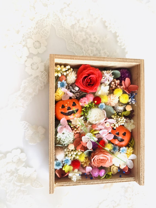 プリザーブドフラワー ドライフラワー 飾って可愛いフレームハロウィーン Dream Of Rose