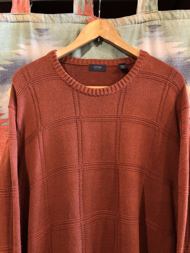 Usa古着 Arrow アロー ビッグシルエット コットンニットセーター Sizexl オレンジブラウン 古着 レディース メンズ ビッグシルエット 陽気な古着屋frank