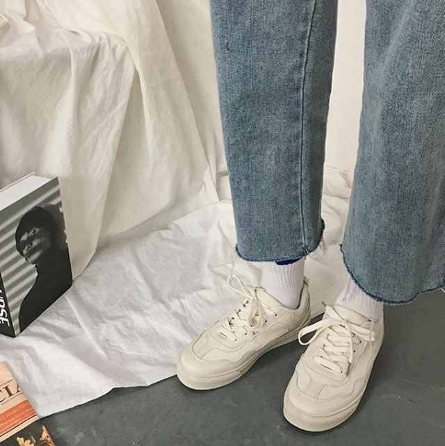ダッドシューズ スニーカー 靴 レースアップ 靴紐 レトロ カジュアル シンプル ホワイトコーデ デイリー Sunrise0911