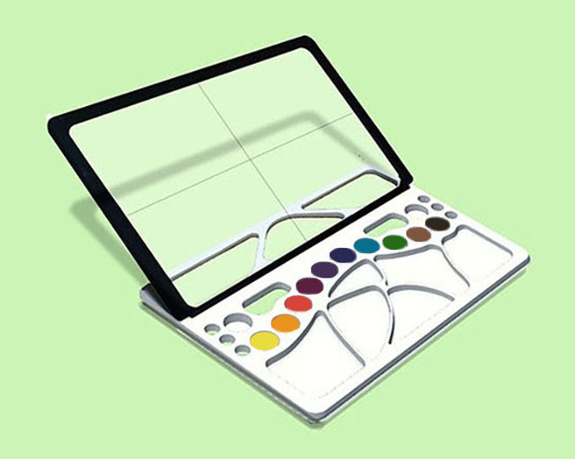 絵の具パレット 絵の具10色入り ビギナーに最適 透かして なぞって 絵が描ける 絵の具パレットと画板が一体になった とてもファニーな 水彩パレット W Lette ダブレット W Lette