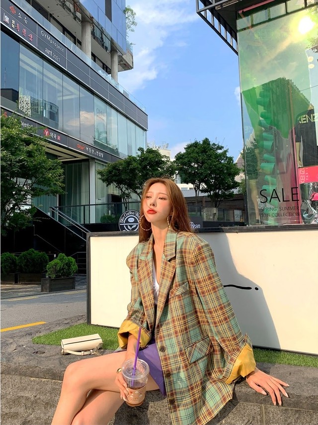 レディース アウター 春秋 アウター レディース テーラード ハンサム スーツ ジャケット チェック柄 クラシカル ブリティッシュスタイル ジャケット カジュアル おしゃれ お出かけ デート 通勤 通学 学生 キャンパス 旅行 普段着 グリーンチェック Hf Haru Foo