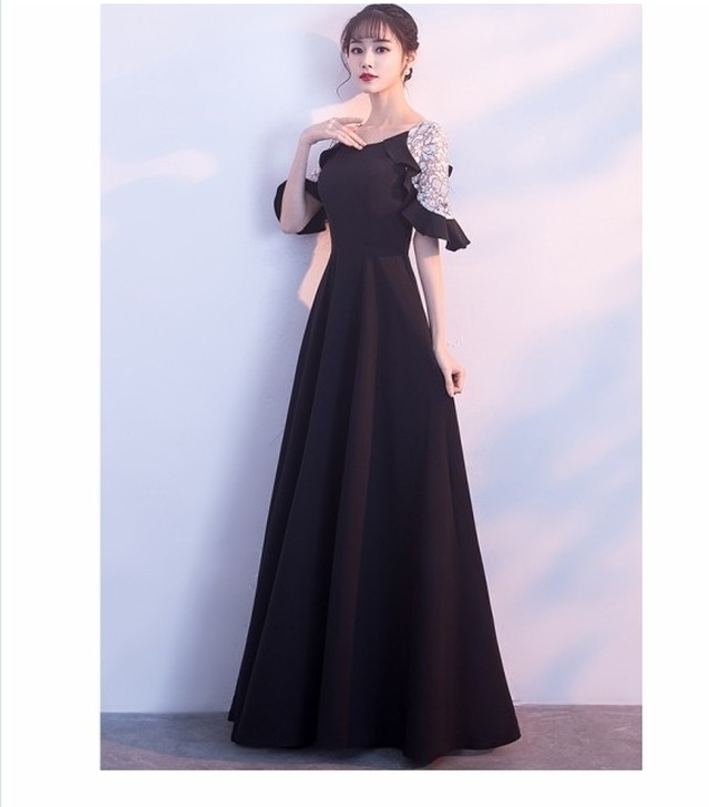 花柄 ロングワンピース 長袖 結婚式 ドレス パーティードレス お呼ばれ ワンピース 二次会 謝恩会 代 30代 40代 フォーマル ロングドレ Basecamp49