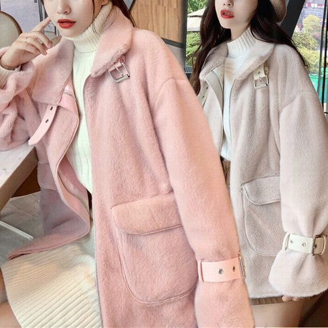 ファーブルゾン アウター 韓国ファッション レディース ジャケット ブルゾン ラビットファー ジッパー 立て襟 ベルト Dtc レディースファッション通販 Mask エムエーエスケー 大人可愛い韓国ファッション