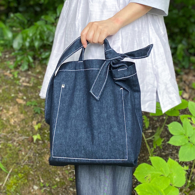 Denim Shoulder Tote Bag 撥水デニムショルダーバッグ トートバッグ 岡山デニム エコバッグ ショッピングバッグ Huhu ふふぅ