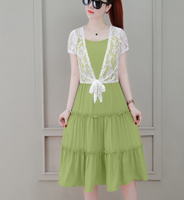 ワンピース ２セット レースボレロ キャミッワンピース 膝丈 大人カジュアル きれいめ 上品 O P