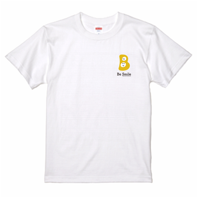 Besmile Tシャツ 白a 左胸ロゴタイプ Besmile Action