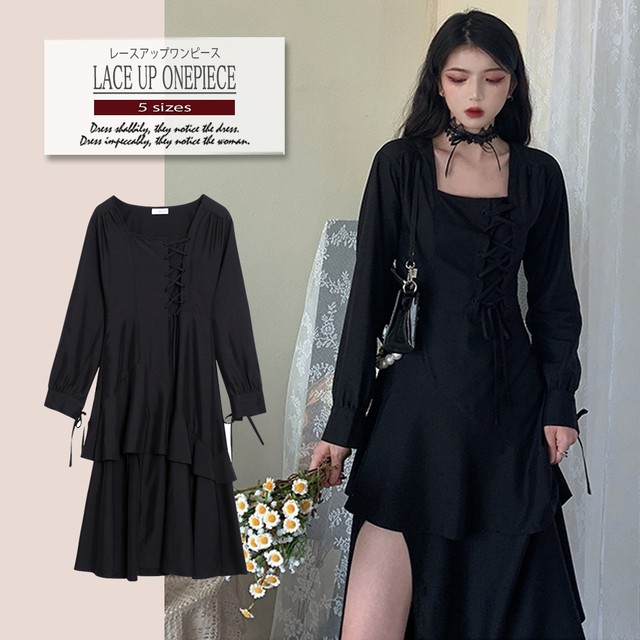 ワンピース レディース 40代 ロング 黒 大きいサイズ 長袖 春 Mitchie Mary