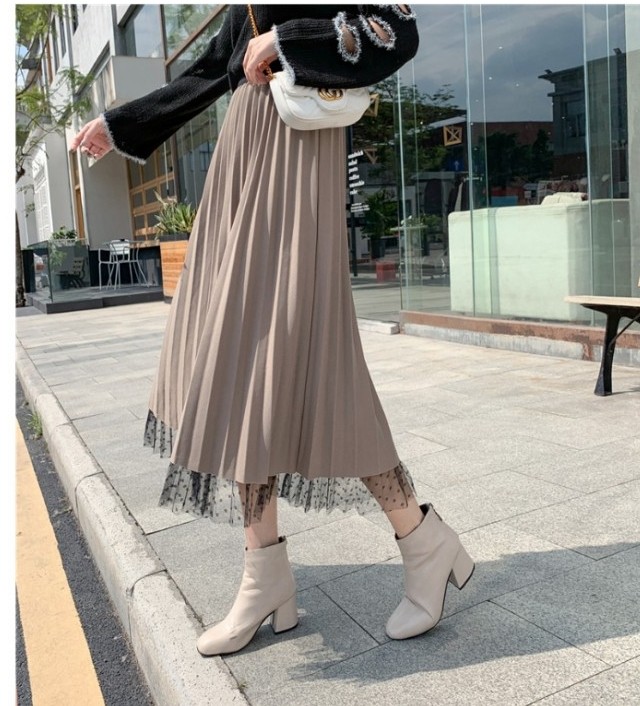 冬服 韓国 レディース リブニット ロングスカート Aライン スカート 秋服 冬服 レディース 韓国 ファッション デート服 フェミニン Basecamp49