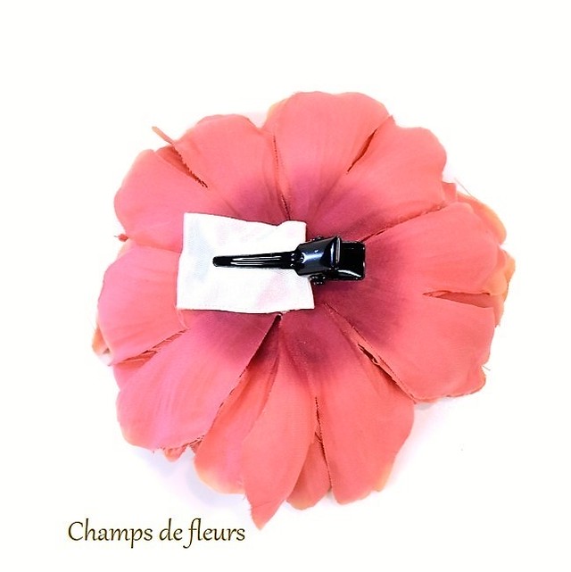 着物用髪飾り サーモンピンク オレンジ 赤の組み合わせが使いやすい 大輪ピオニーのパーツセット Champs De Fleurs