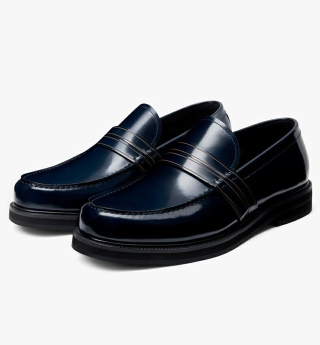 Pedroメンズレザーローファーネイビー Afromafin