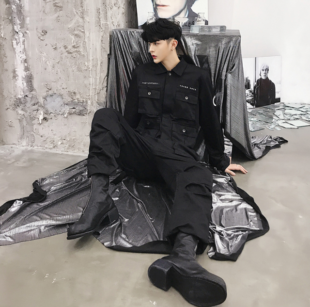 メンズ 全5色 ジャンプスーツ マルチポケット あぱれる泥棒