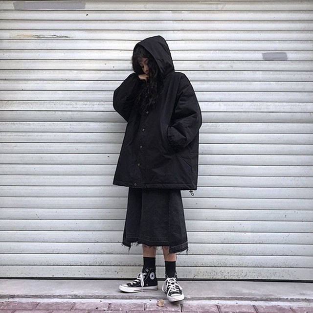ジャケット アウター ブラック コート フード 長袖 ミニタリー ジャンパー 無地 オーバーサイズ ビックシルエット シンプル カジュアル おしゃれ 大人女子 クール かっこいい お出かけ 通勤 通学 デート 韓国服 オルチャン Country Road