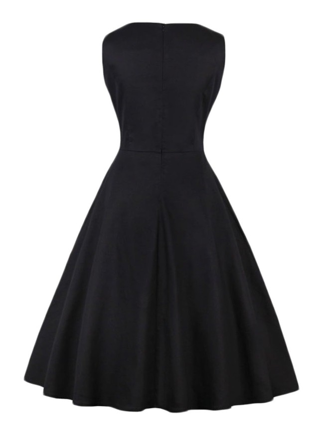 夏 超綺麗 レディース 花 蝶 ノースリーブ ワンピース 復古 ドレス 黒 Silvergarden