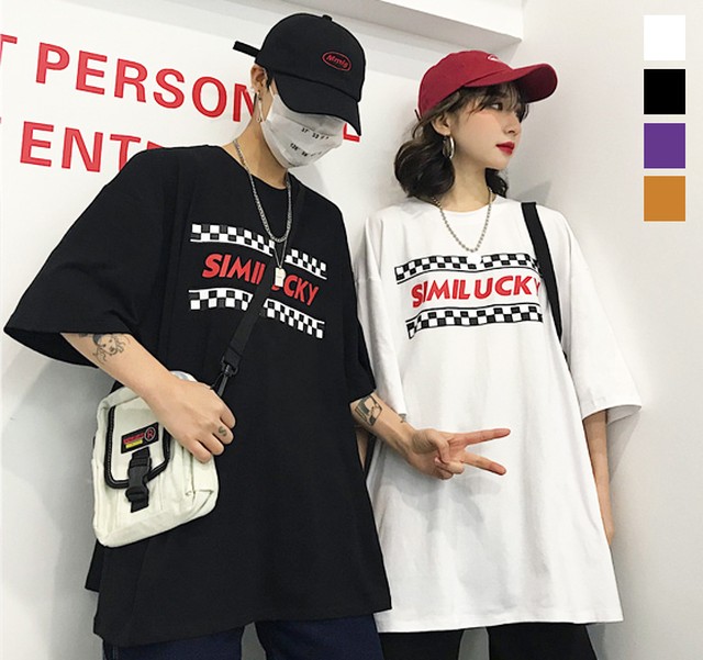 ストリート系 半袖 Tシャツ レディース メンズ 韓国ファッション 原宿