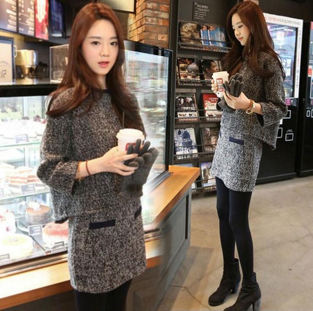 セットアップ 上下セット 2点セット ツイード ワンピース 秋冬 ニットワンピース 大人 可愛い きれい スカート レディース 長袖 ミニスカート Uネック ニット 通勤 通学 お出かけ デート Ol オフィス 秘書風 上品 きれい 清楚 Arroser