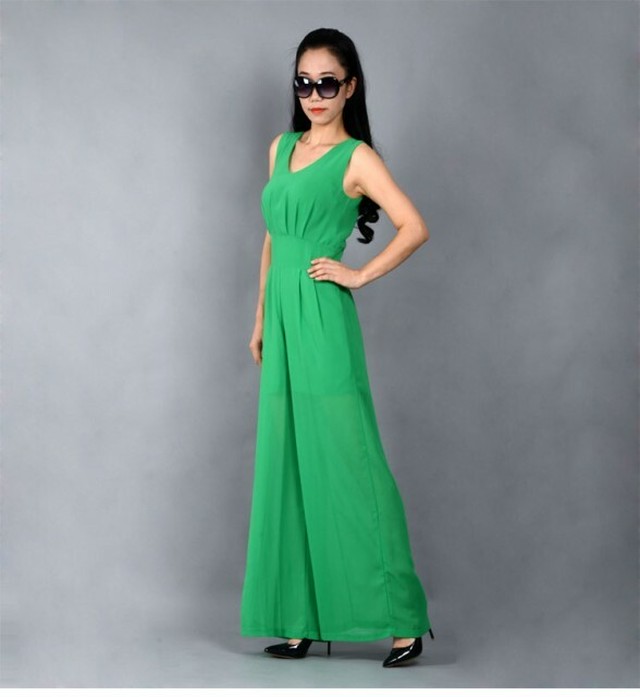 リゾート ワンピース 夏ワンピース シフォン ロング丈 オールインワン Seaside Hanano