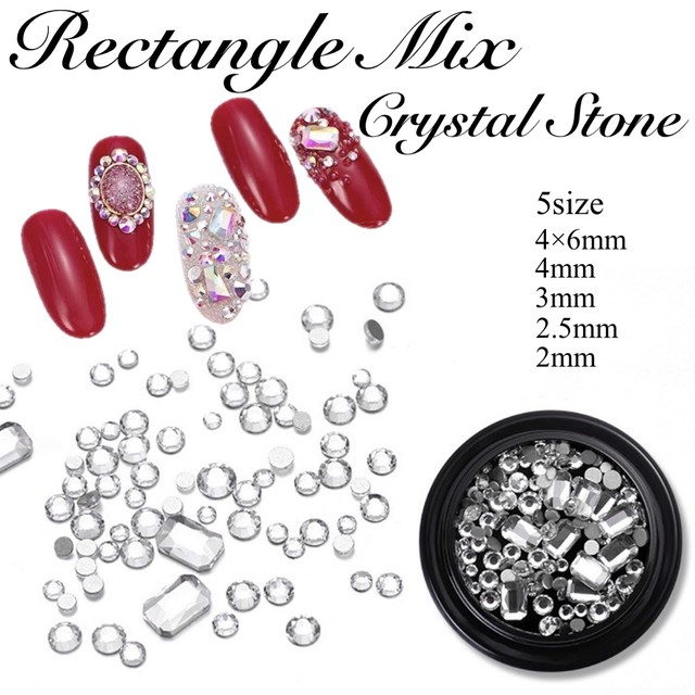高品質 変形ストーン 長方形ストーン ラインストーン クリスタル クリアストーン オーロラストーン Ab ネイルパーツ Mizuyurinail