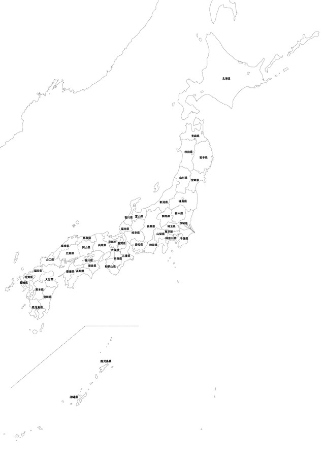 日本地図 白地図 画像データ3500px 地図素材ならmap Data Store 地図データ 白地図の販売