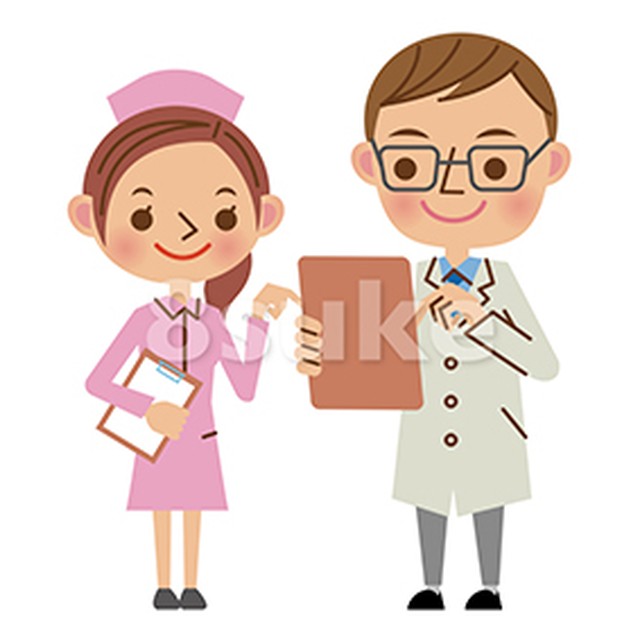 イラスト素材 タブレットを使いながら会話する医者と医療事務スタッフ ベクター Jpg 8sukeの人物イラスト 屋 かわいいベクター素材のダウンロード販売
