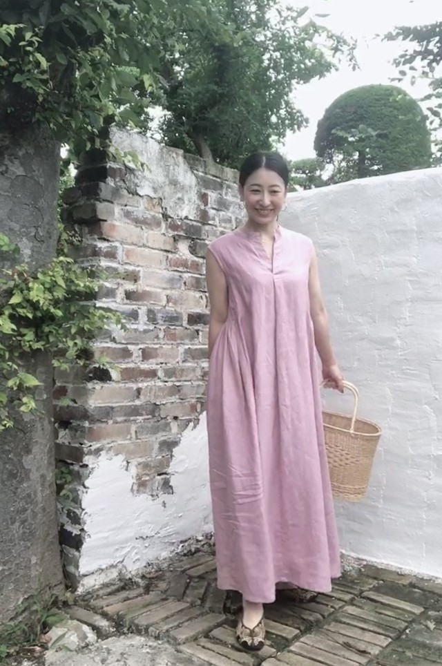 サイドギャザーマキシワンピース Linen Dress Shop Atelier Minori