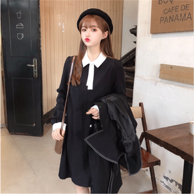 セットアップ ワンピース ワンピースコート ウエストマーク リボン ロングサイズ かわいい ひざ丈 キュート モノトーン ガーリー シンプル 襟大きめ 上品 フォーマル 可愛い 通学 お出かけ Petitefleur