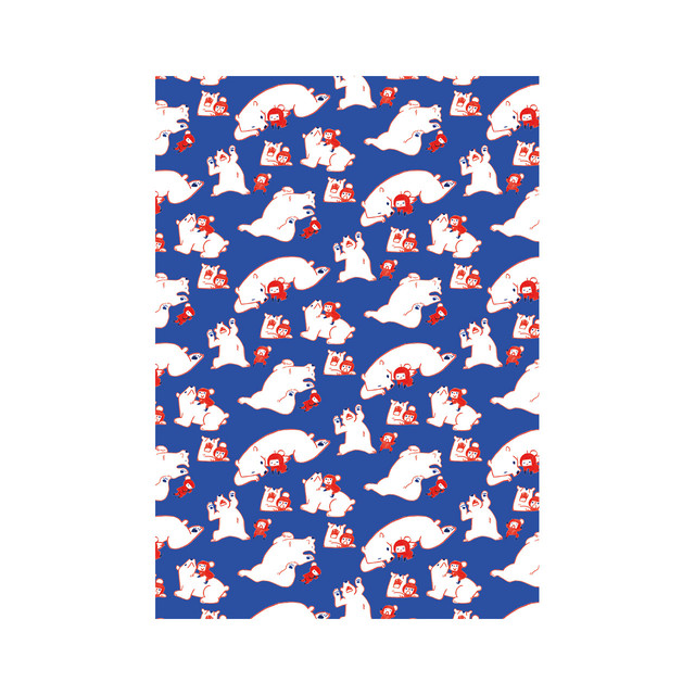 ボンテンとシロクマ 便箋 オリジナル切手 Monkey Trapper