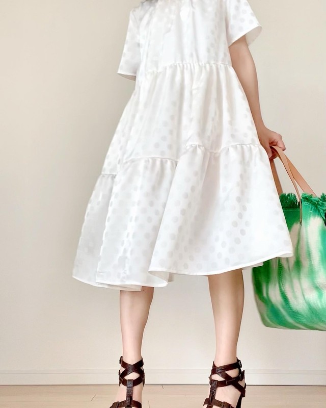 Imperial ドットサテンワンピース オフ白 365wardrobe