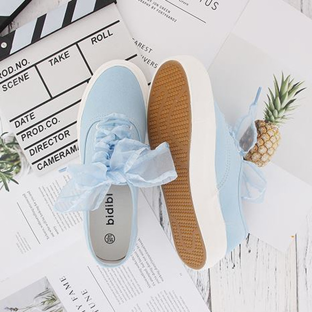 スニーカー リボン レディース シューズ 靴 ローカット フラットシューズ スリッポン 可愛い 夏秋 キャンパス レースアップ 人気 ダンス スポーツ おしゃれ Officewalaa オフィスワラア レディースファッション スタイル