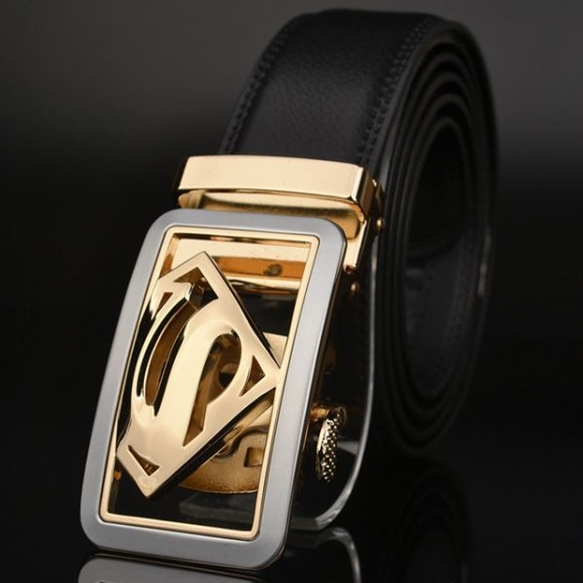 スーパーマンエンブレム S メンズ レザーベルト 高品質 牛革 ゴルフ ビジネス カジュアル フォーマル プレゼント 人気 ブラック3 Nexis Official Store