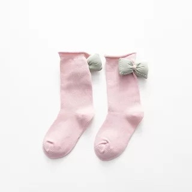 ぷっくりリボンと配色がかわいい リボンソックス ピンク 靴下 キッズ 子ども服 Hikari Socks インポート靴下専門店です