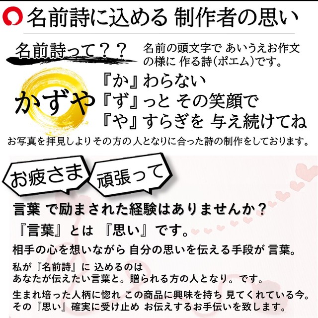 インテリア書 名前詩 筆文字ギフト 言葉家 和右衛門