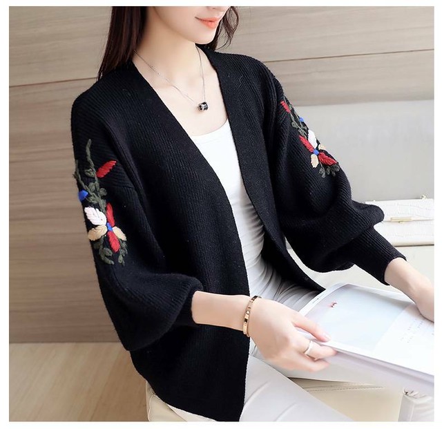 レディース 秋冬 ニットカーディガン 花柄 ショート丈 韓国風アウター Kw0448 Brutal Beauty Fashionstore レディース ウェア オススメ コーデ 通販