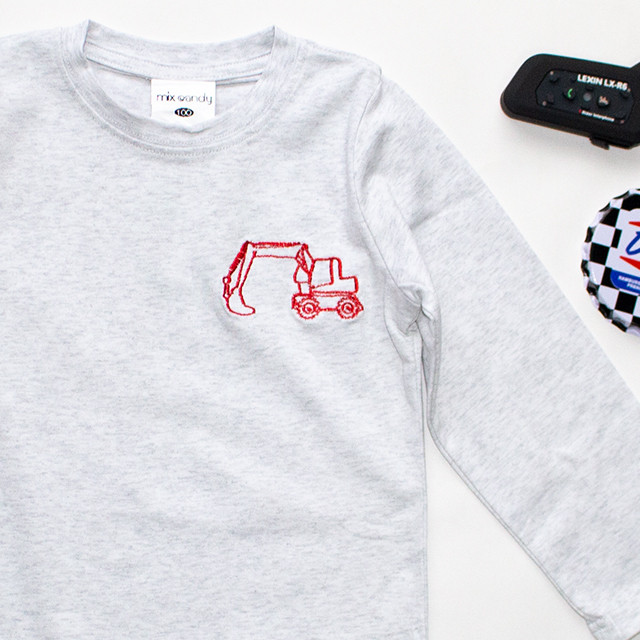 働く車ワンポイント長袖tシャツ Codycoby