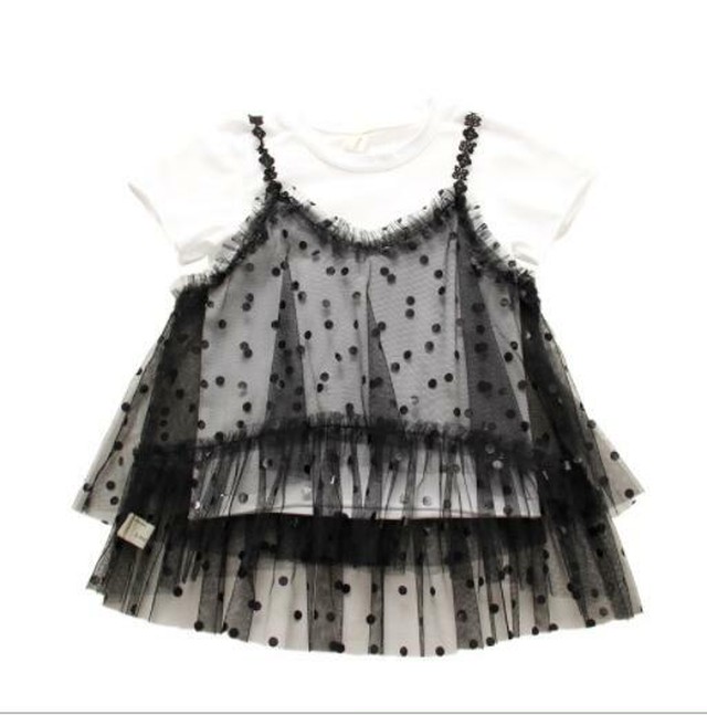 全3色 2点 セット インナー シャツ シースルー ワンピース ドット セットアップ 可愛い 春夏 Bn797 Berceau Select Shop ベルソー セレクトショップ キッズ 親子ペアetc