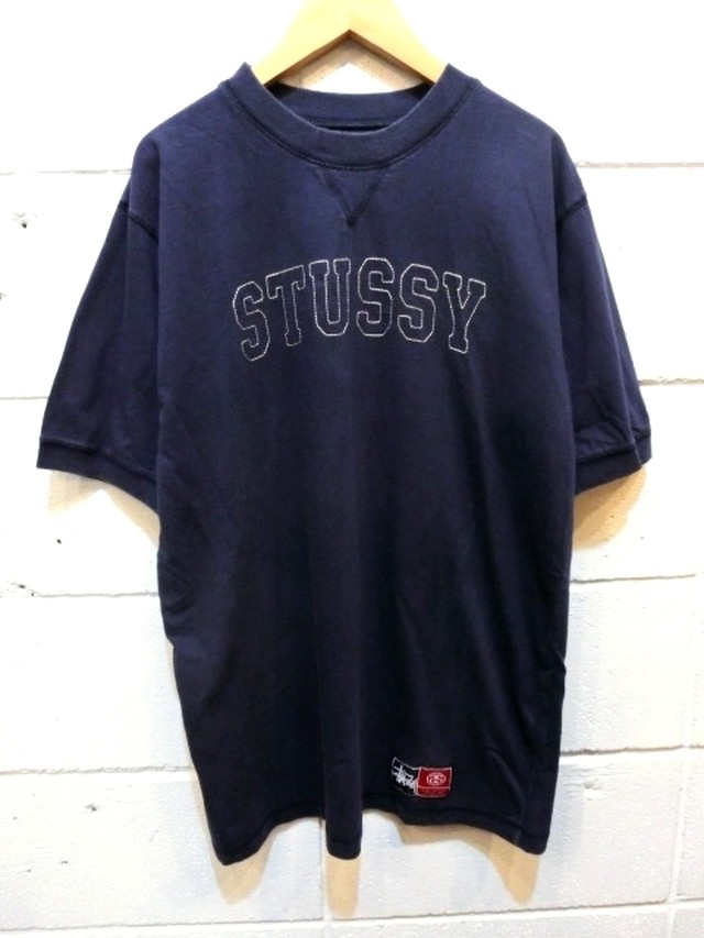 激レア 90 S Old Stussy デカロゴ 刺繍 フロントｖステッチ ベースボールタタキタグ Tシャツ ネイビー 紺タグ Usa製 91i1503 Buy Sell Rivet