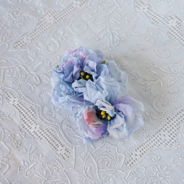布花 アンティークジョーゼットのコサージュ紫陽花色 Hanamoyou806