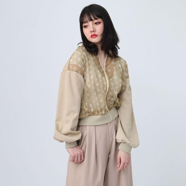 【FLOWER by RADIO EVA 023】See-though EVA Monogram Blouson BEIGE / EVANGELION エヴァンゲリオン