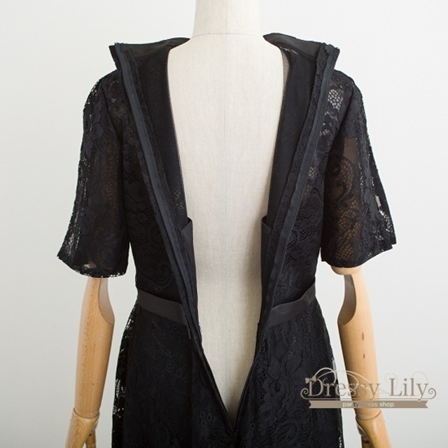 一部即納 総レース ハイネック スリットショルダー リボン オルチャン プチプラパーティードレス フォーマル 可愛い 結婚式 二次会 お呼ばれ 謝恩会 発表会 演奏会 大きいサイズワンピース Dressy Lily ドレッシーリリー プチプラドレスワンピース専門店