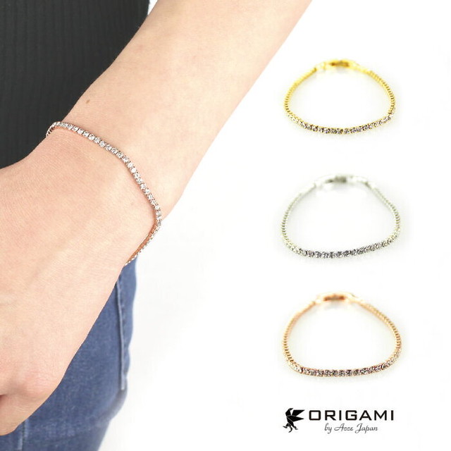 Simple Fine オールストーン華奢ブレスレット Origami ピアス イヤリング ネックレス リング ヘアアクセサリー 等の アクセサリー 全般 と 雑貨