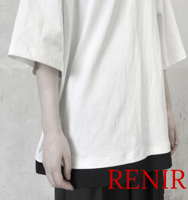 Renir レニール メンズ トップス カットソー ブラック ホワイト シャツ