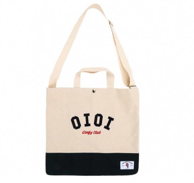 5252by Oioi Two Tone Cross Eco Bag Ivory めいるめいるスマイル