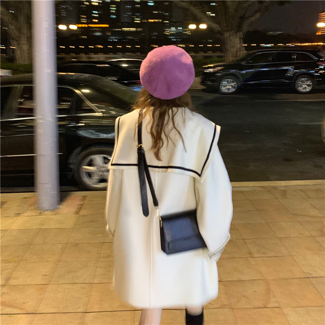 アウター コート ウール ダブルブレスト ホワイト ブラック 長袖 韓国ファッション レディース ウーレンコート ルーズ ゆったり レトロ かわいい ガーリー Diatera ディアテラ 韓国ファッションプチプラ通販