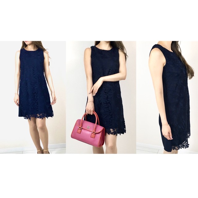 即納商品 総レースワンピース 総レースワンピ ネイビーワンピ ネイビーレース 花柄 フラワーレース ワンピ ドレス リゾート 二次会ワンピース リゾート コーデ ビーチ プチプラ おしゃれ Sttela Online