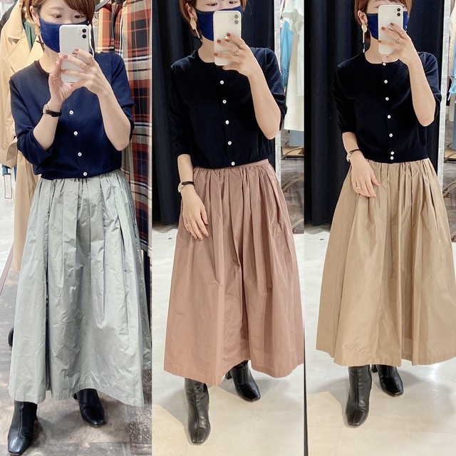 タフタ素材 形状記憶ロングギャザースカート 国産 aw 小さいサイズ専門店 Littlemy