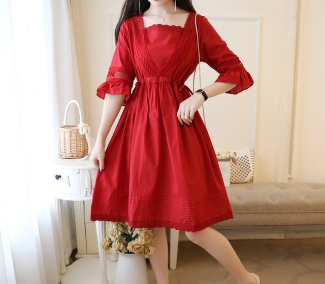 有効な ミトン 海洋の 韓国 赤 ワンピース Webisas Com