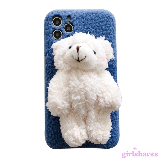 縫いぐるみ スマホケース Iphone11プロケース くまさん Iphone11 Pro Maxケース かわいい Iphone11ケース 秋 冬 アイフォン Xs Xr Se2 8 7plus 保護カバー 韓国女子愛用 全3色 Girlshares