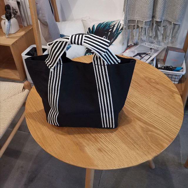 【送料200円】ストライプリボントートバッグ(A4サイズ)