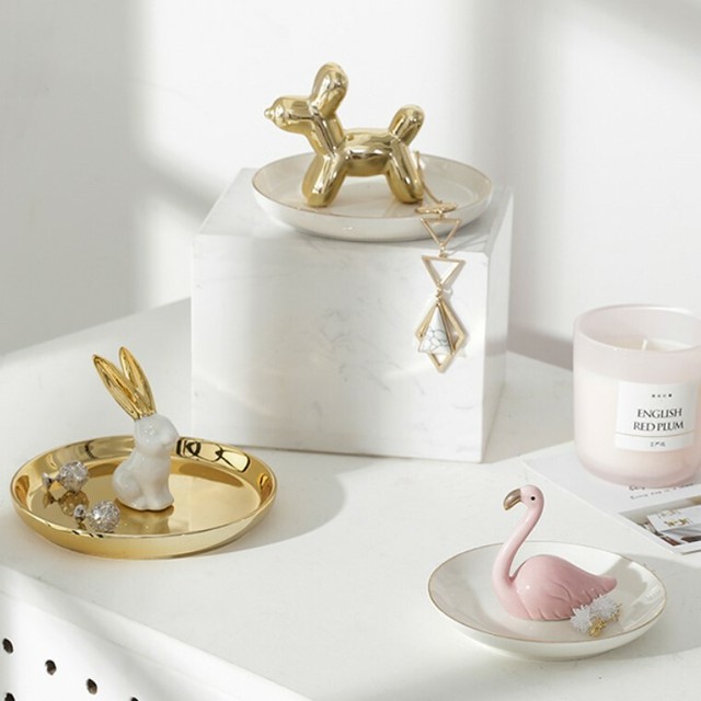 Zk ジュエリートレー プレート アクセサリー 収納 ゴールド うさぎ 犬 白鳥 小物 かわいい おしゃれ Coloring Life