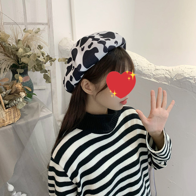 ベレー帽 レディース 暖かい かぼちゃベレー 大人 牛柄 ぼうし おしゃれ ベレーハット アニマル柄 かわいい 白 ファッション 小物 帽子 Infini Arc En Ciel