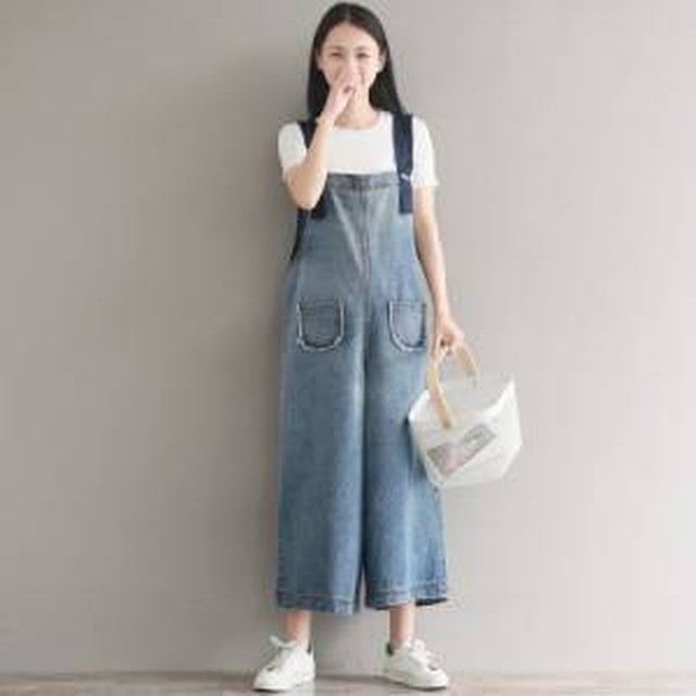 即納l Xl 可愛い デニム ジャンパースカート サロペット スカート オールインワン ワンピース 体型カバー 激安 ガウチョパンツ 新品 ワイドパンツ 秋冬新作 演奏会 韓国 オルチャン おひさまブランケット